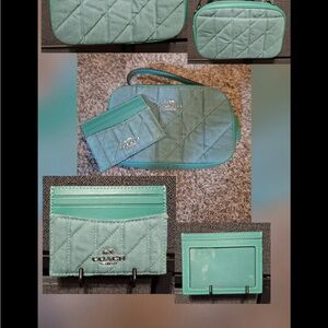 Coach Quilted Teal Bag Set